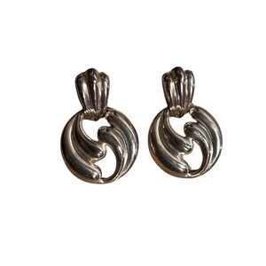 Swirly Curvy Silver Tone Openwork Earrings, Post Back For Pierced Ears Women’s